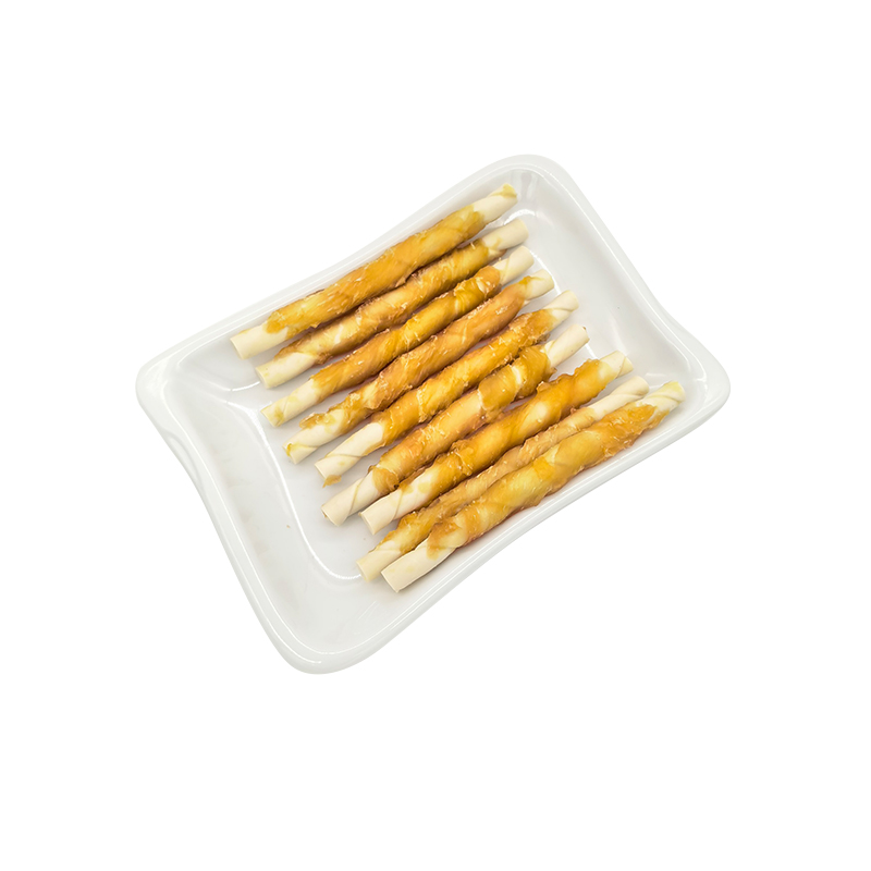 Paluszek do rolady z kurczaka dla zwierząt o smaku mleka 12 cm, odżywczy, zawinięty w mięso